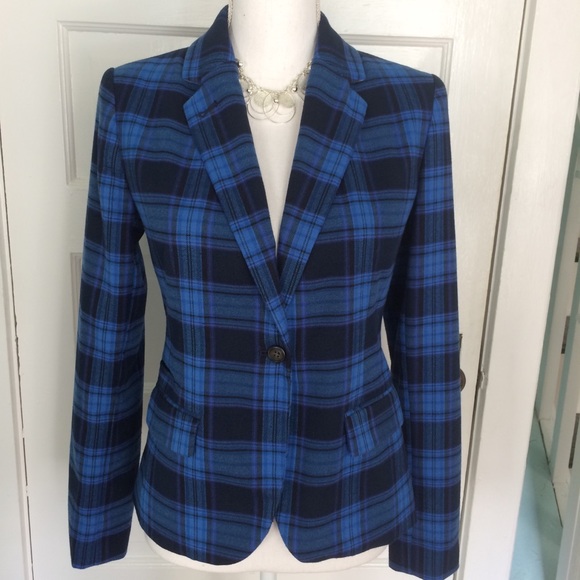 Merona Jackets & Blazers - Merona Blue & Black Plaid Flannel Blazer, Size 4
